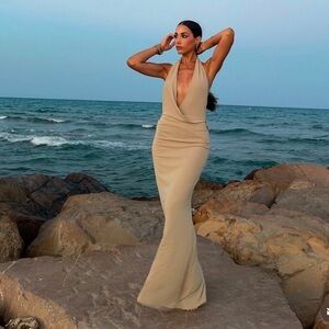 ZARA SHELL HALTER DRESS Size XL NWT